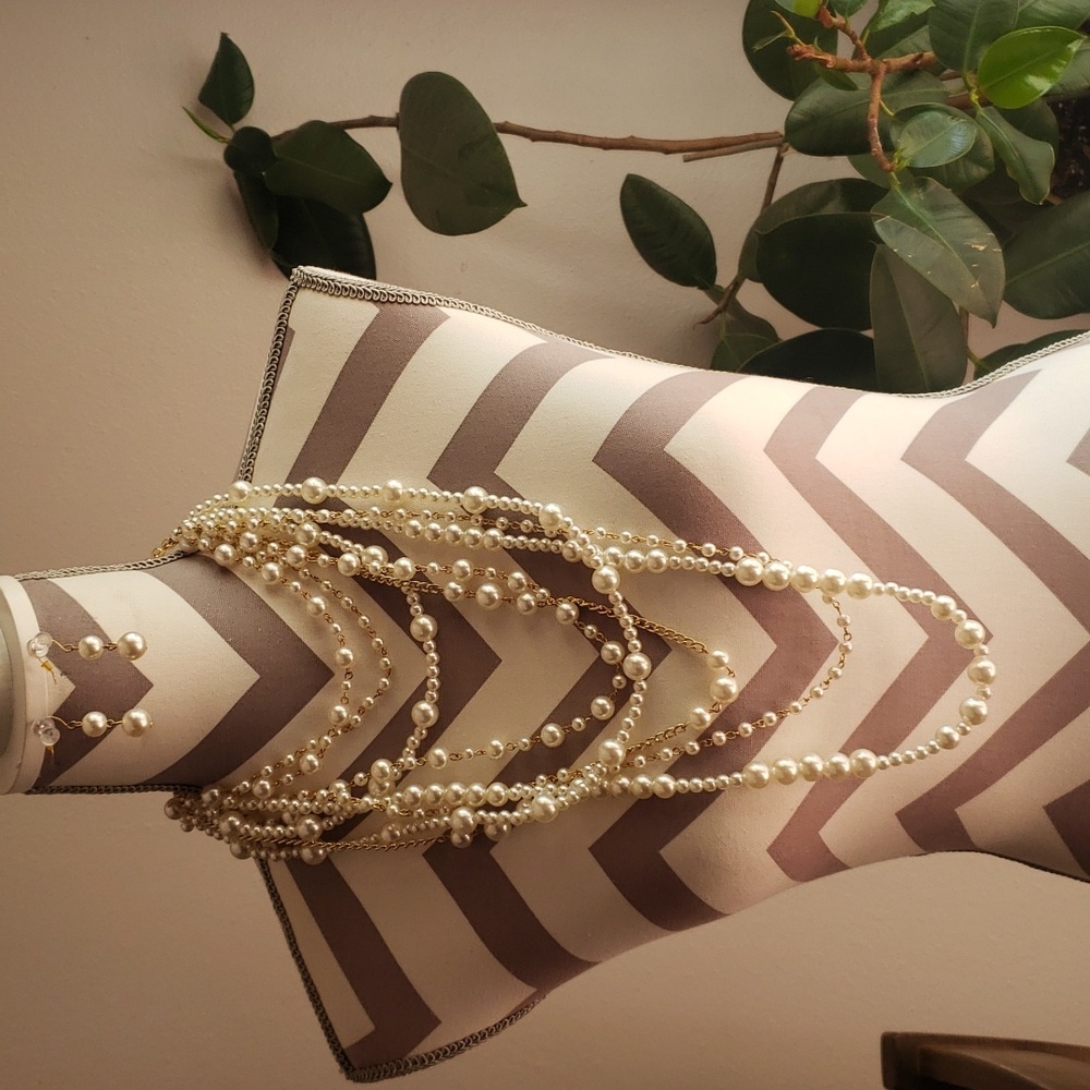 Multi-layer Pearl Necklace & Earring Set